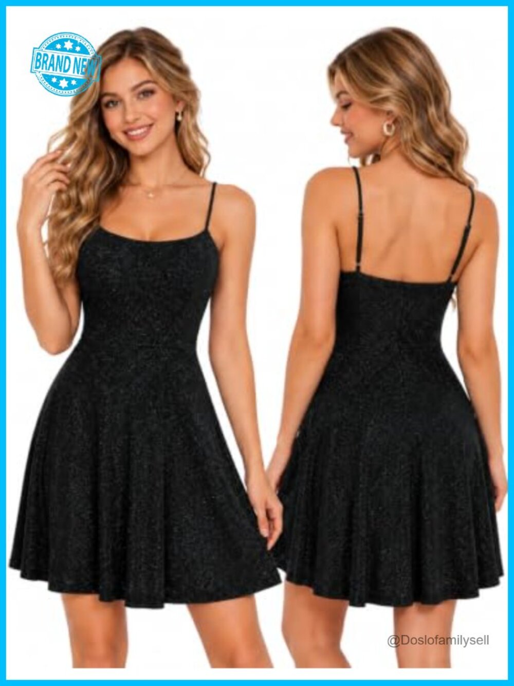 Spaghetti Strap Glitter Fit and Flare Mini Homecoming Dress